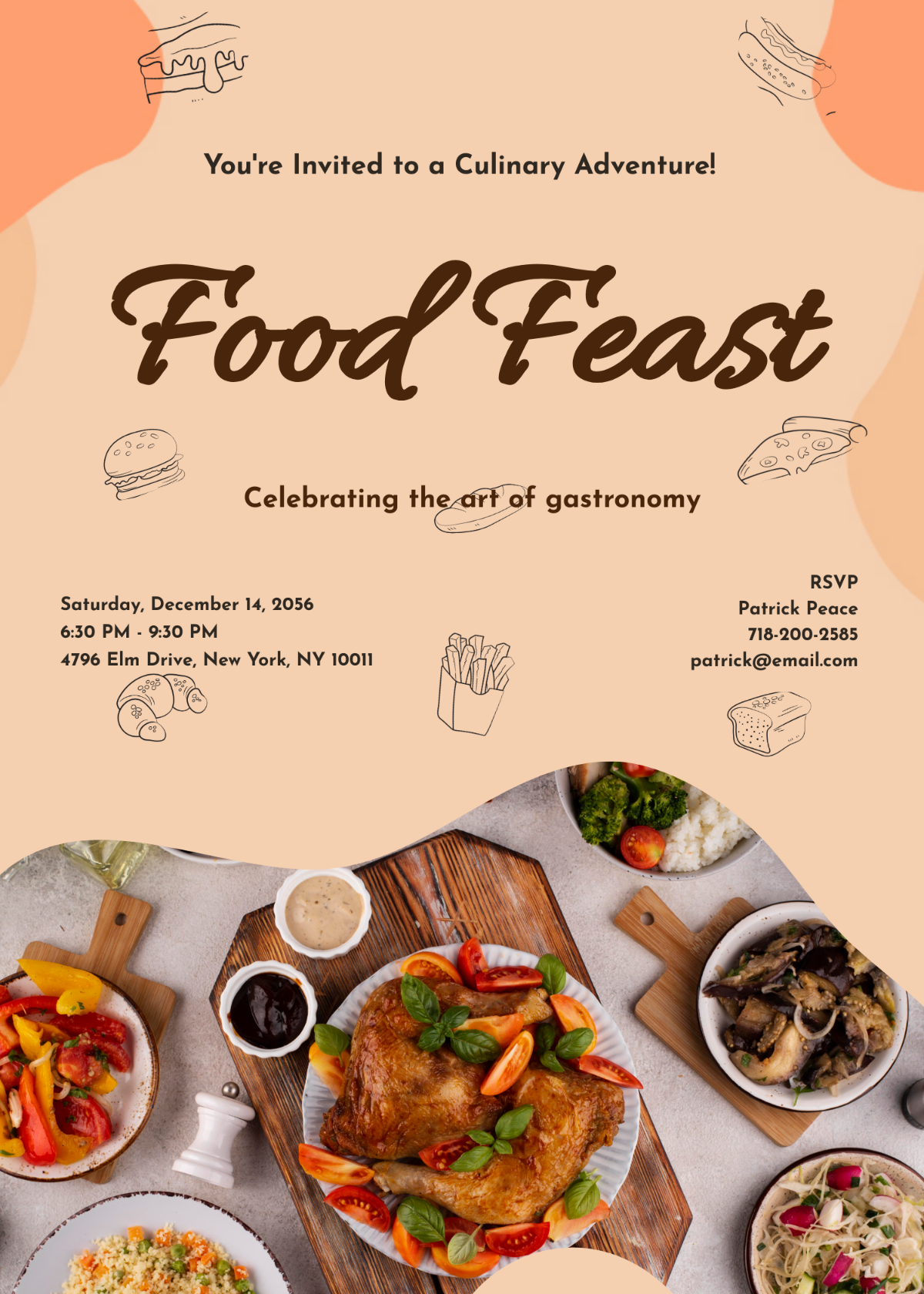 Free Food Invitation With Photo Template To Edit Online