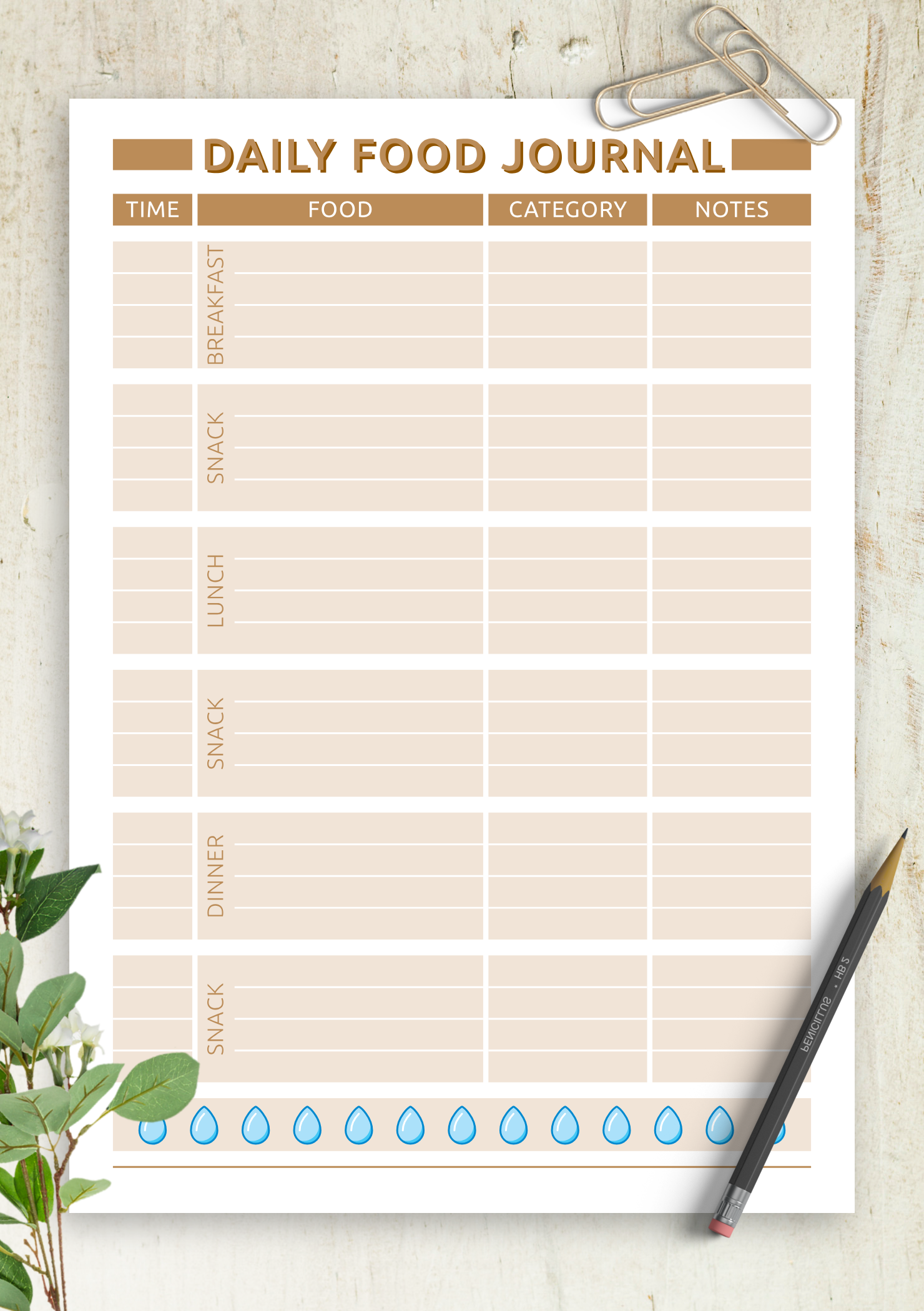 Free Food Journal Printable