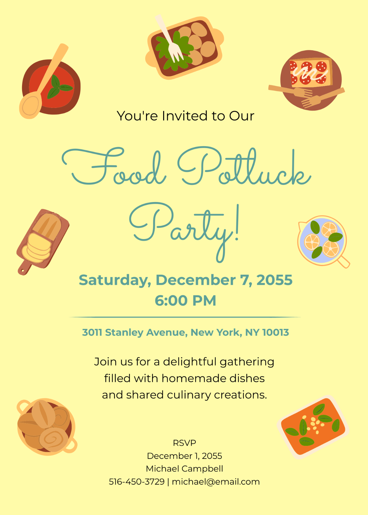 food invitation template