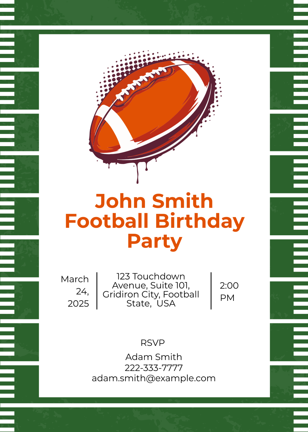 Free Football Party Invitation Template To Edit Online