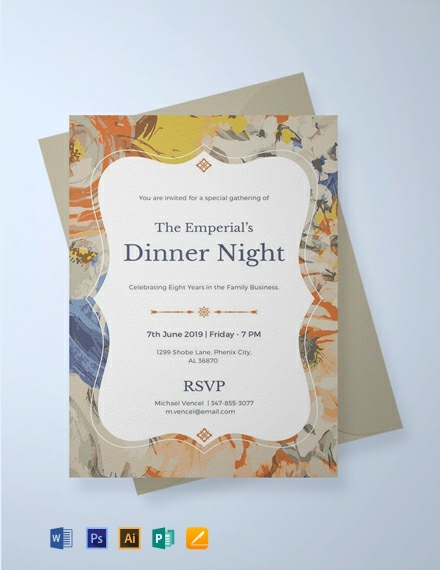 FREE Formal Dinner Invitation Template Word PSD InDesign Apple 