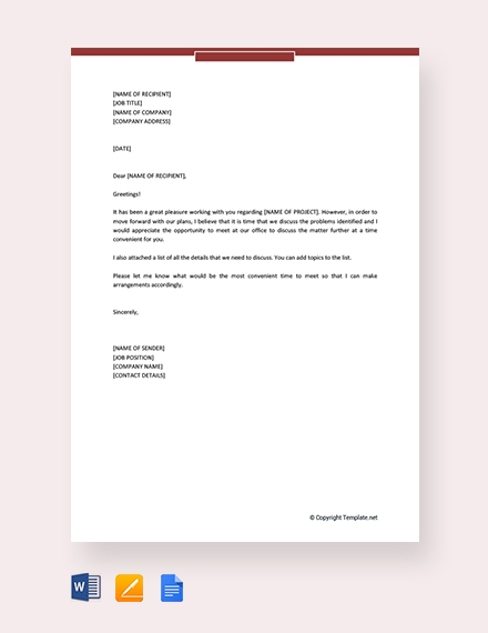FREE Formal Invitation Letter For Meeting Template Word Google Docs 