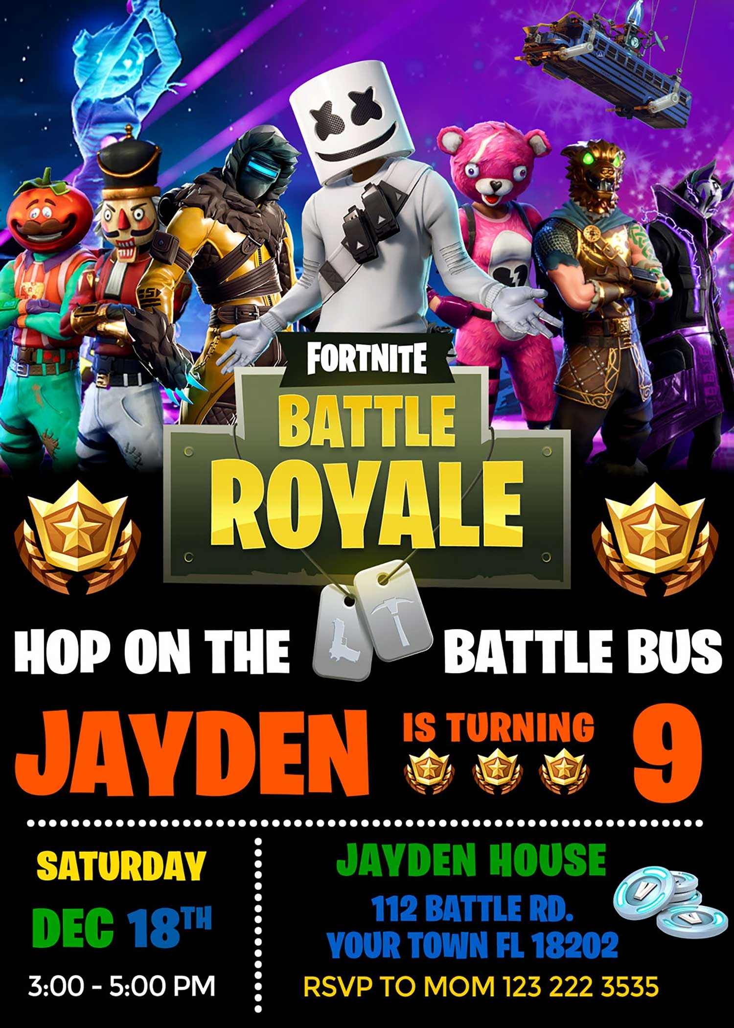 fortnite invitations template