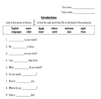 FREE Free Printable ESL Worksheet Beginner English Worksheets