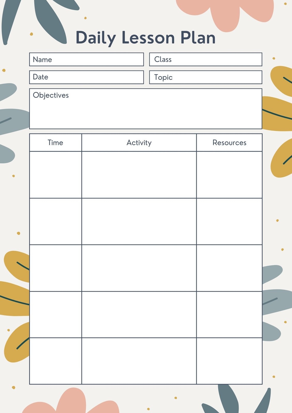free lesson plan template printable