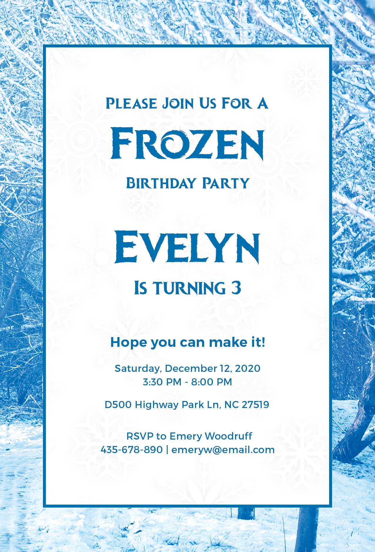 free frozen invitation template download