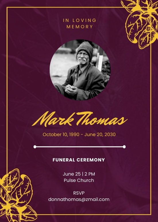 Free Funeral Invitation Card Design Template Download In Word Google