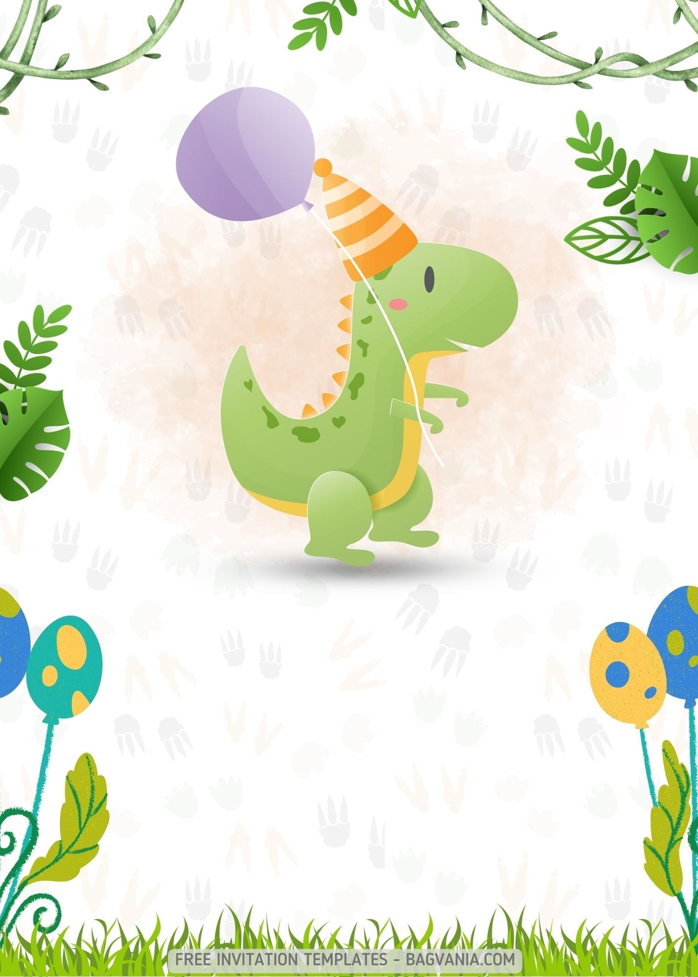 FREE Jungle Dinosaur Birthday Invitation Templates Dinosaur Birthday