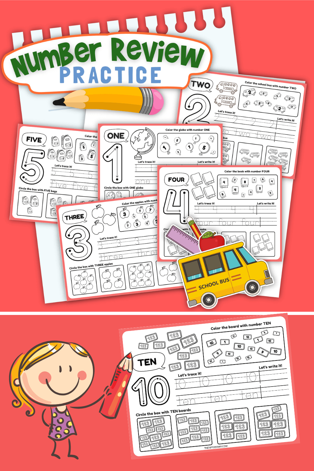 Free Kids Preschool Numbers Worksheets The TipToe Fairy