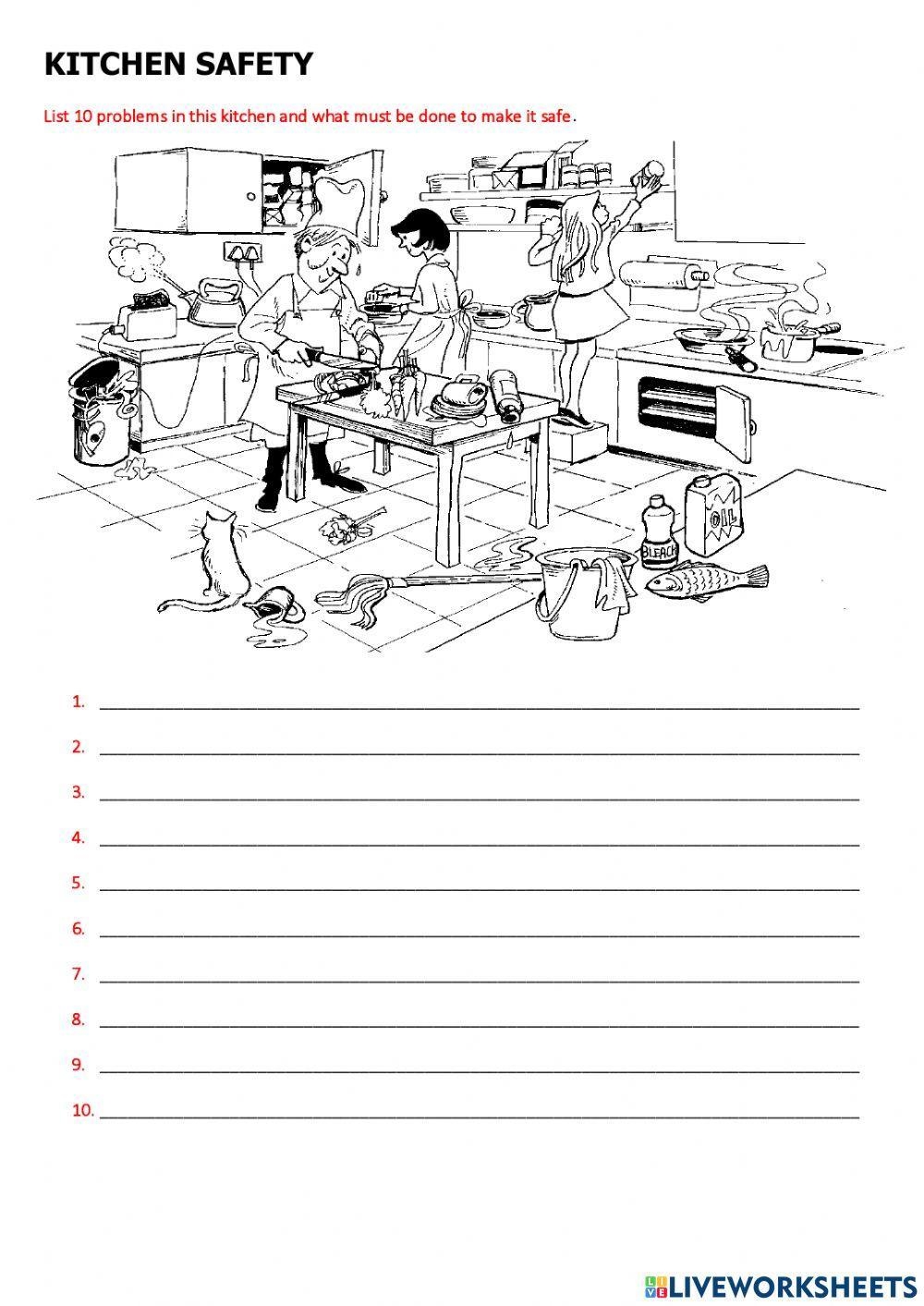 kitchen safety worksheets