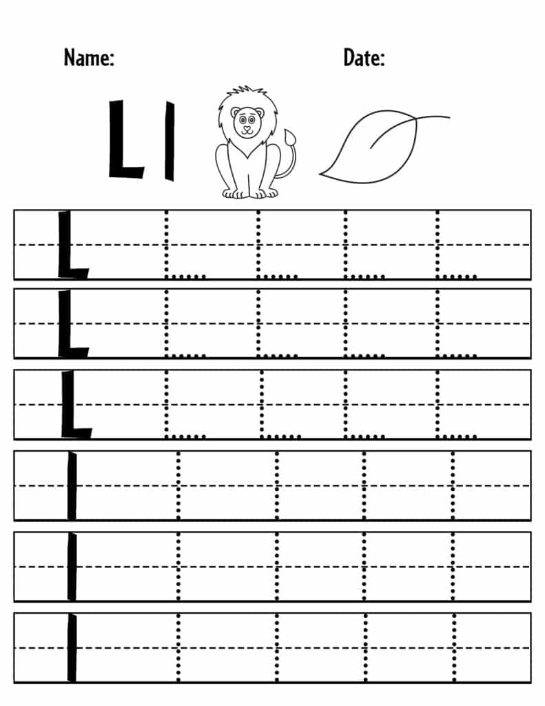 Free Letter L Tracing Worksheets Easy Print The Simple 
