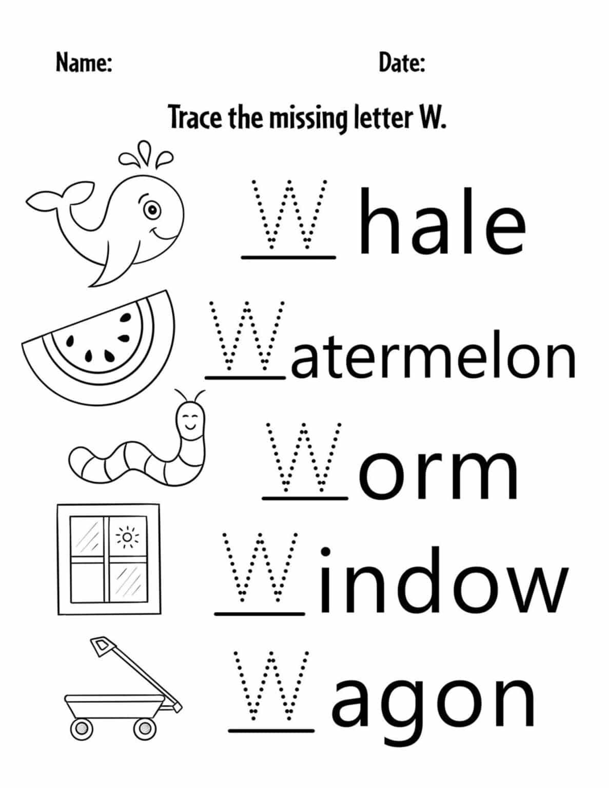FREE Letter W Worksheets For Preschool The Hollydog Blog Letter W