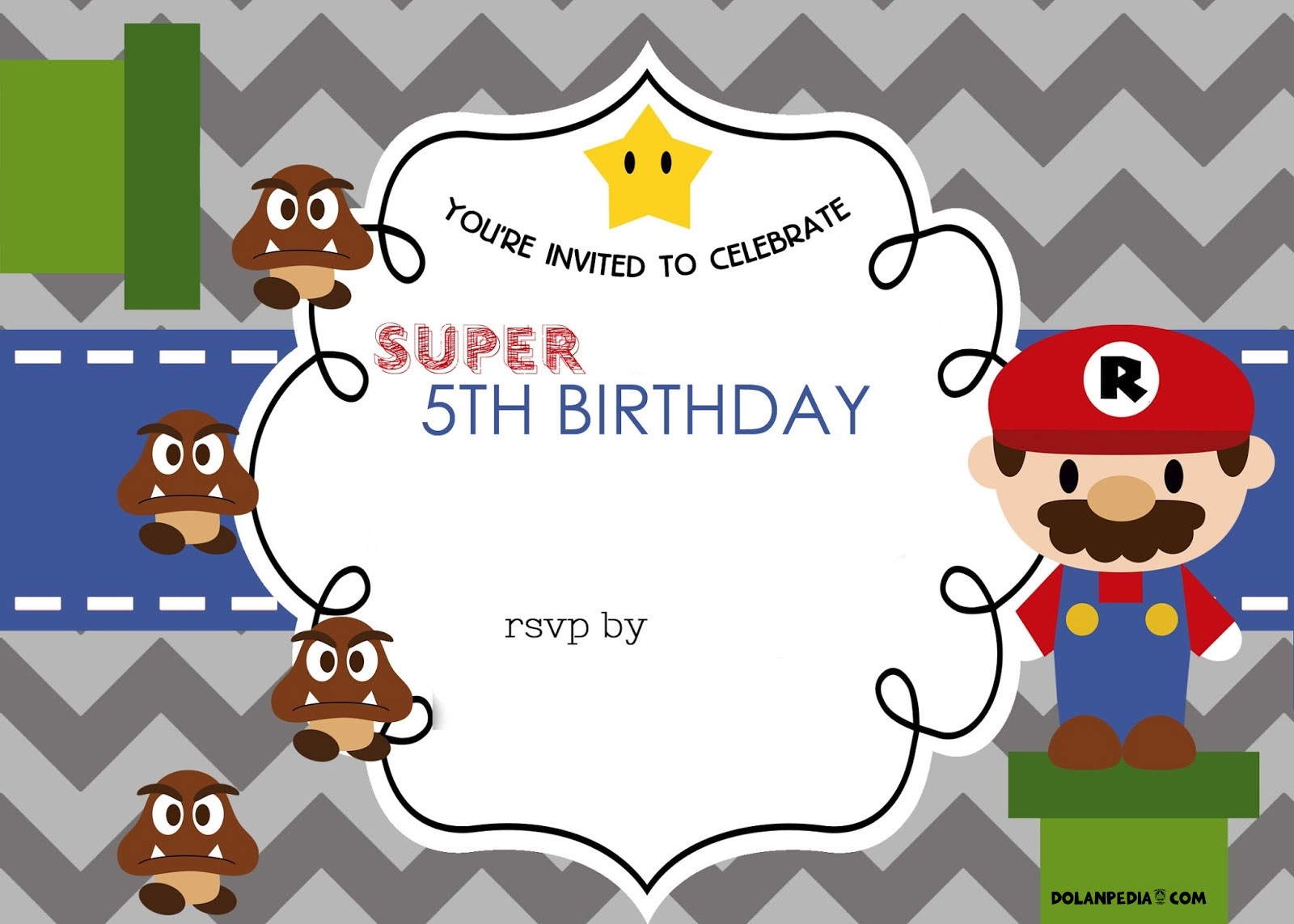 free mario birthday invitation template