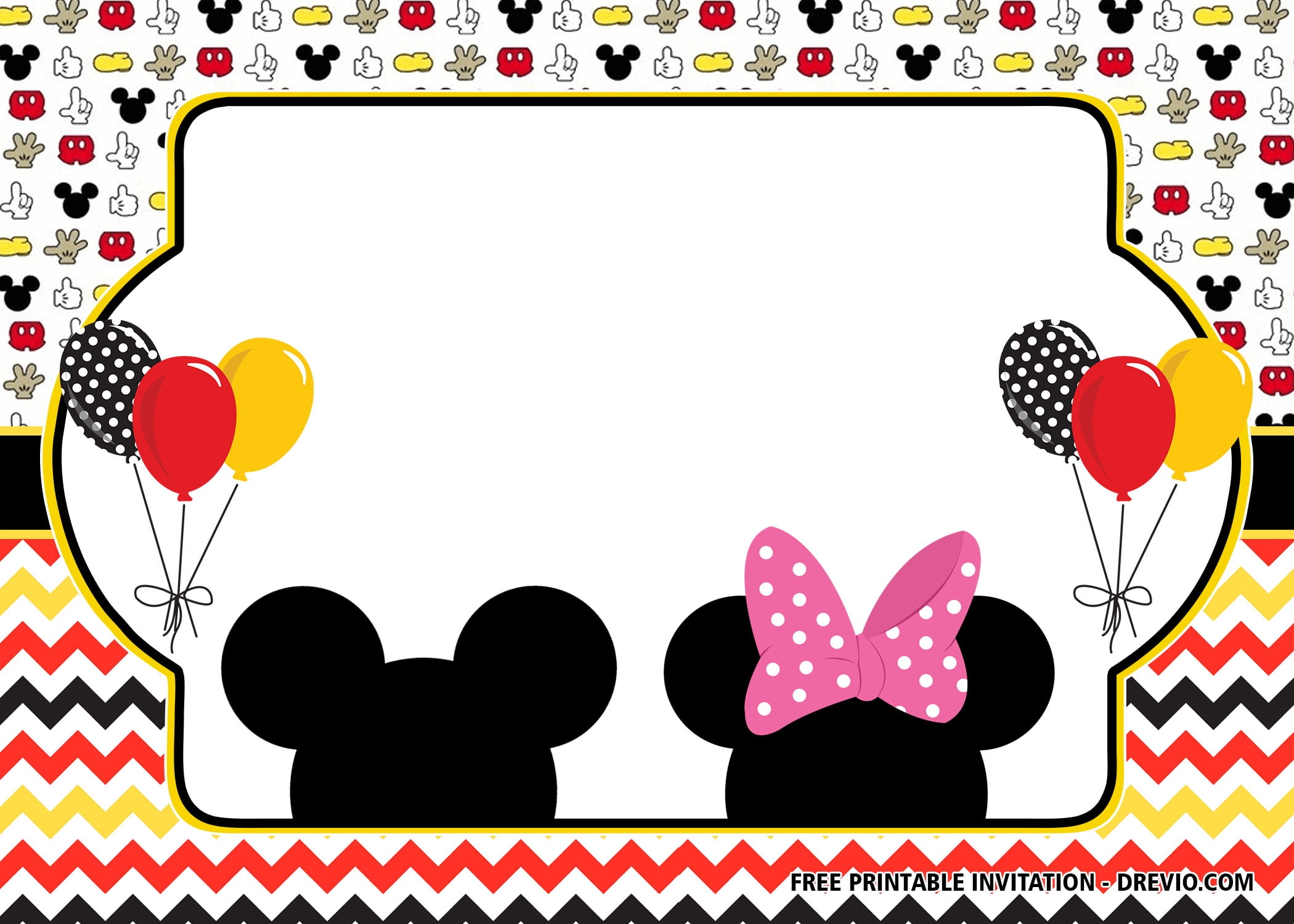 FREE Mickey And Minnie Mouse Combined Birthday Invitation Templates