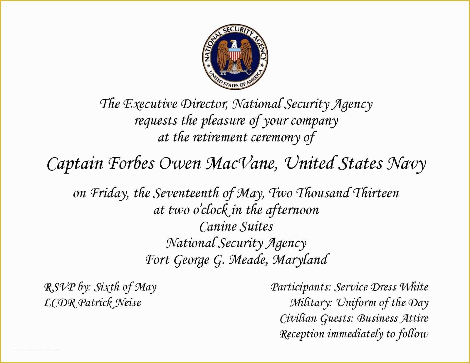 free military retirement invitation template