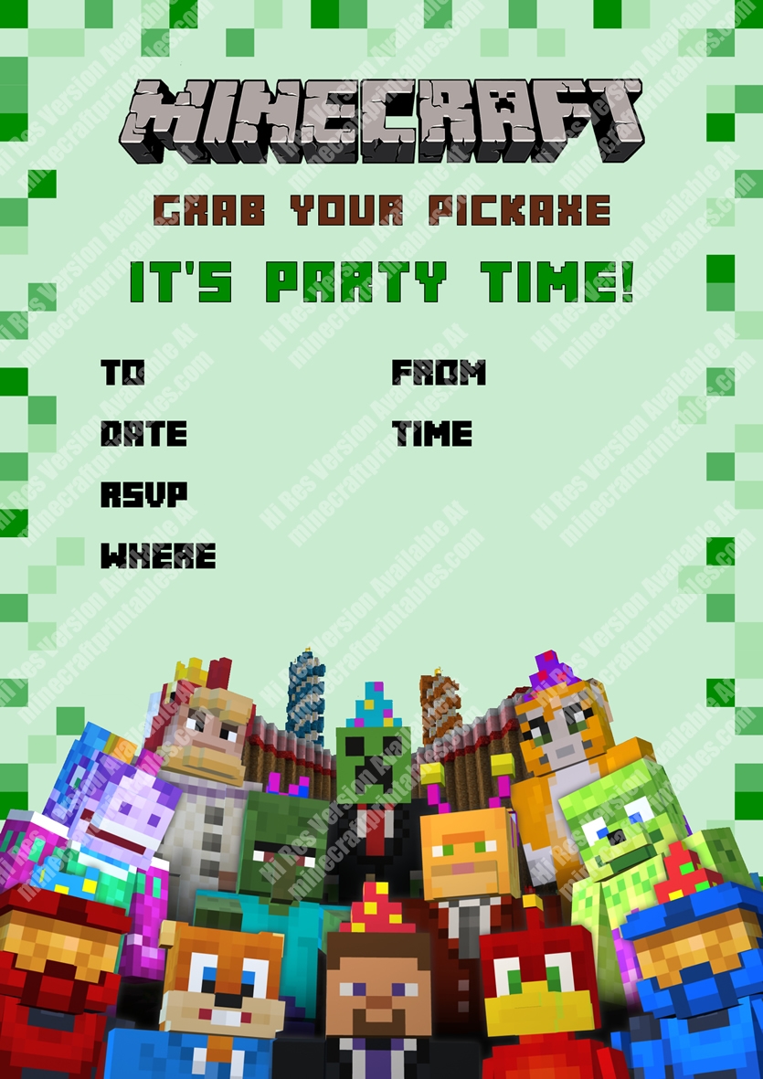 Free Minecraft Party Invitation Template
