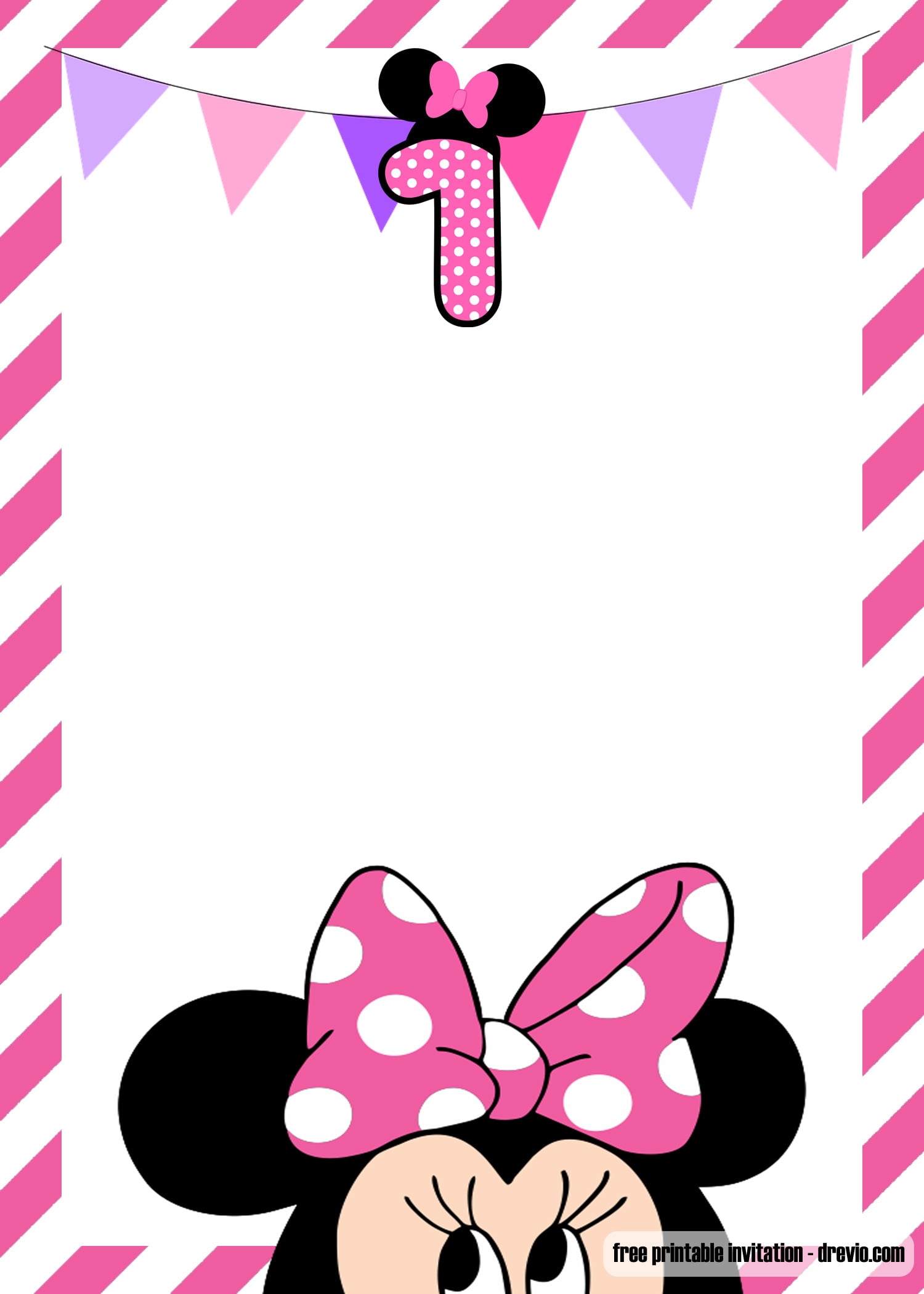 FREE Minnie Mouse 1st Birthday Invitations Templates FREE PRINTABLE 