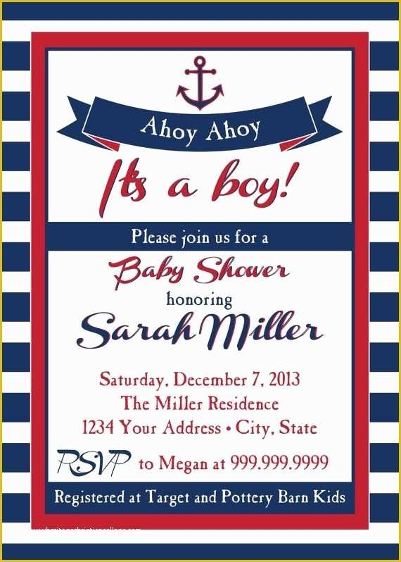 Free Nautical Invitation Templates Of Free Nautical Baby Shower