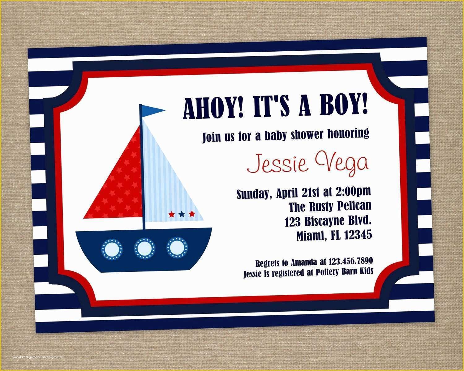Free Nautical Invitation Templates Of Nautical Baby Shower Invitation 