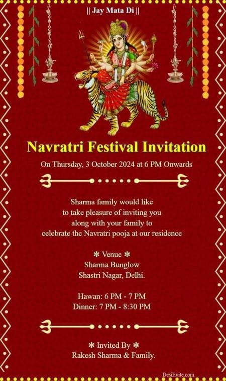 Free Navratri Festival Invitation Card Online Invitations