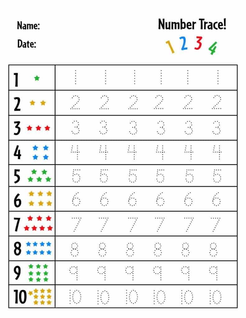 numbers tracing worksheet