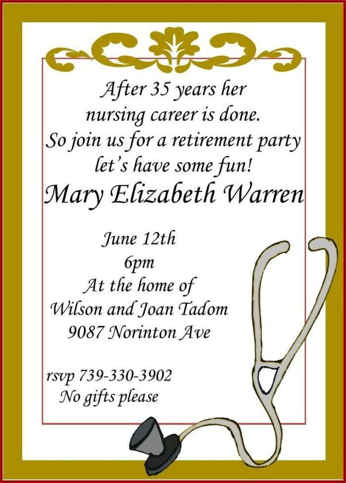 free nurse retirement party invitations templates