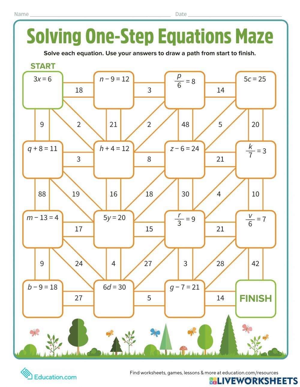 Free One Step Equations Worksheet Pdf Download Free One Step Equations 