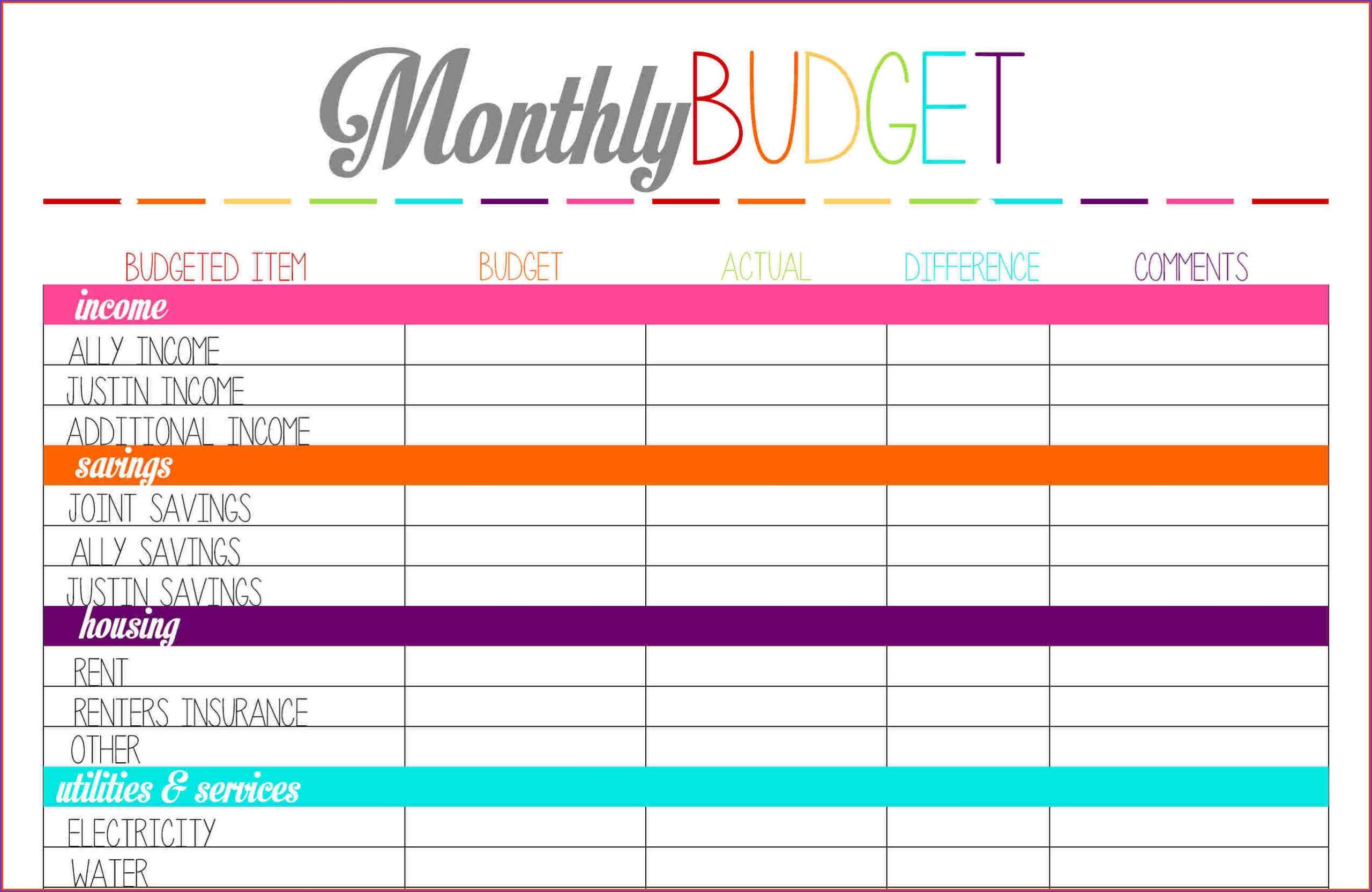 Free Online Printable Budget Worksheet Printable Worksheets