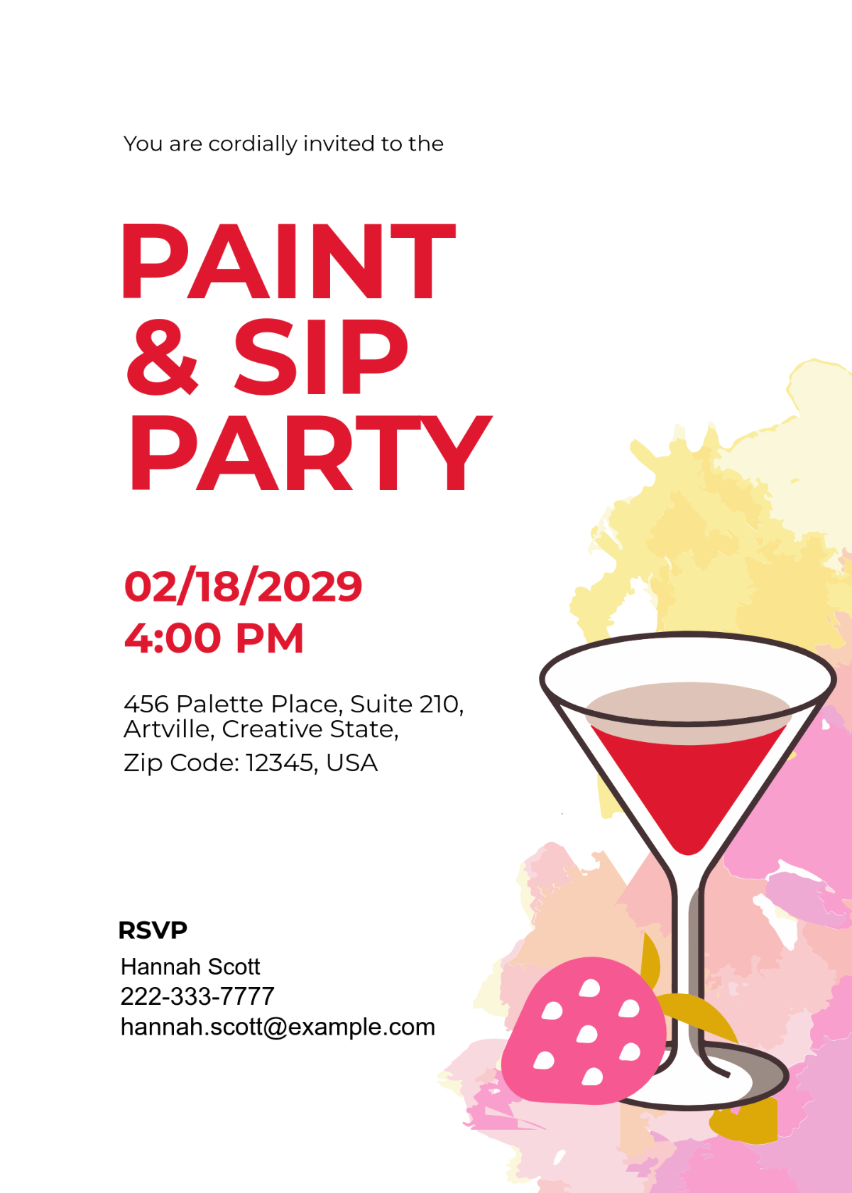 free paint and sip invitation template