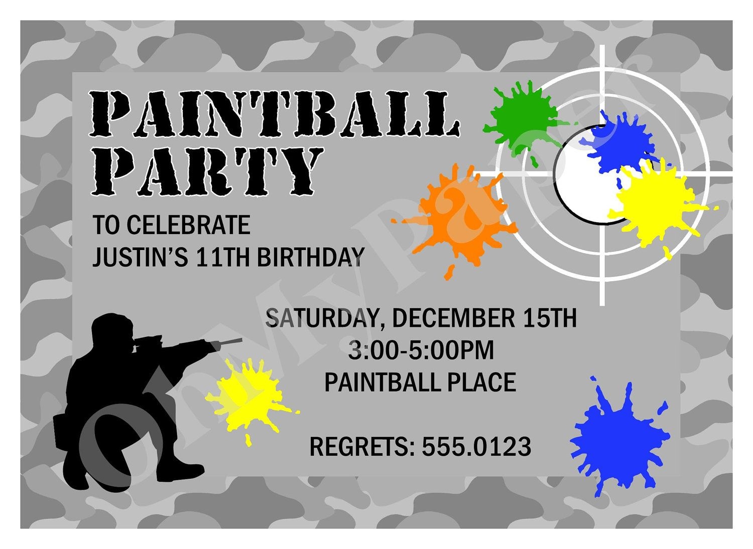 Free Paintball Birthday Invitation Templates Printable Form 