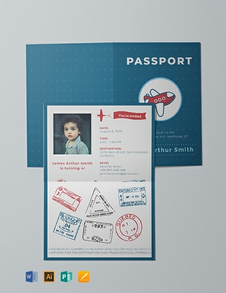 FREE Passport Invitation Template Word PSD InDesign Apple Pages 