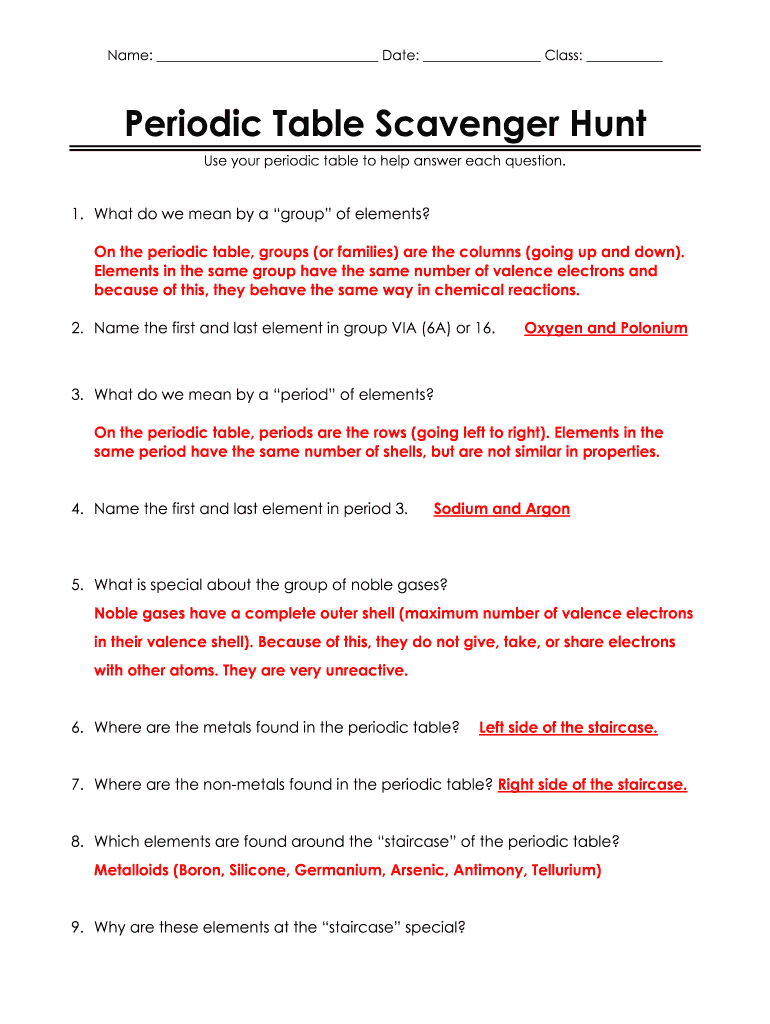 periodic table trends worksheet