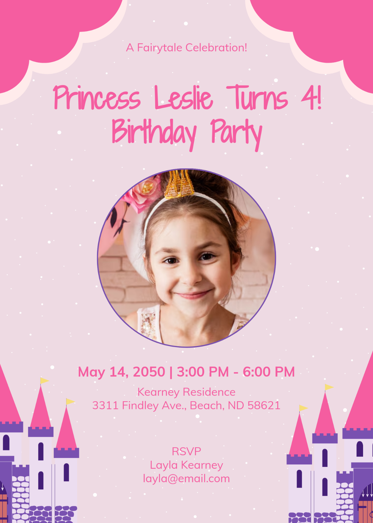 Free Pink Cinderella Fairytale Invitation Template To Edit Online
