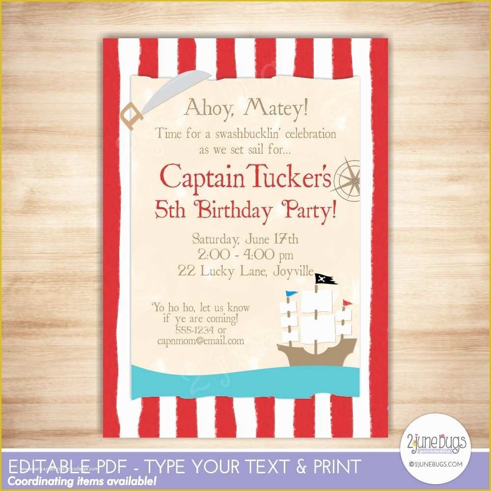 free mermaid and pirate invitation template