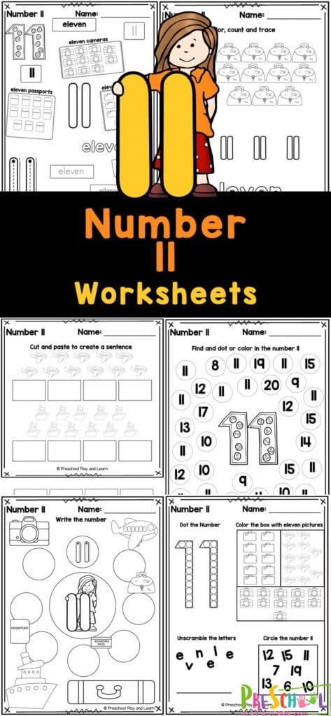 number 11 worksheet for preschool