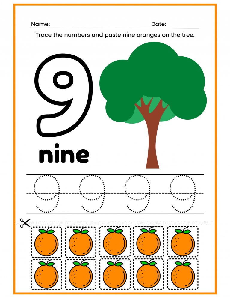number 9 worksheet preschool