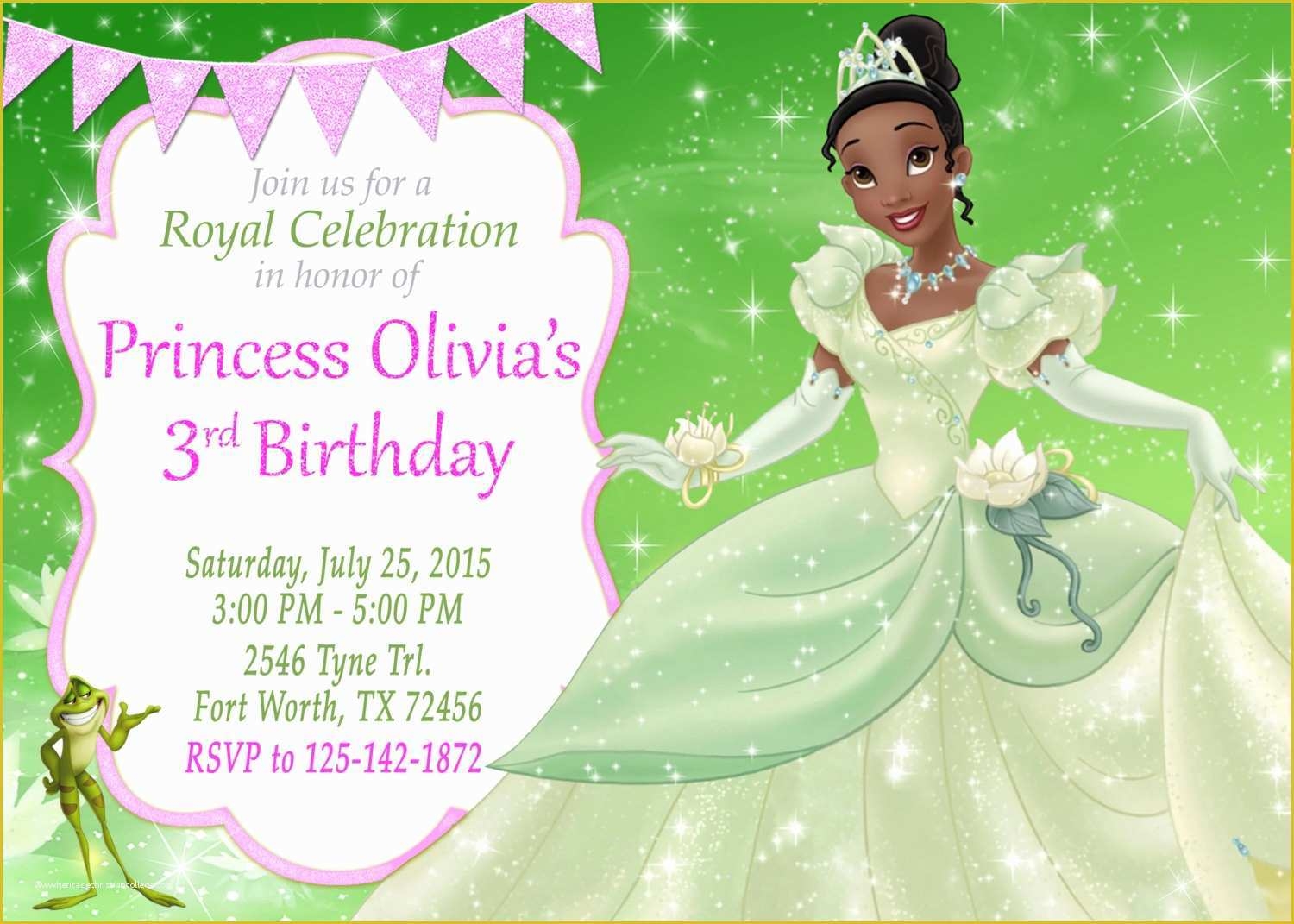 Free Princess Tiana Invitation Template Of Princess Tiana Invitation 