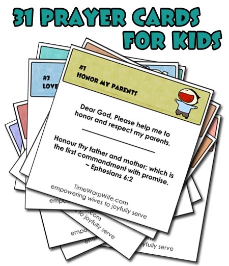 Free Printable 31 Prayer Cards For Kids Time Warp Wife