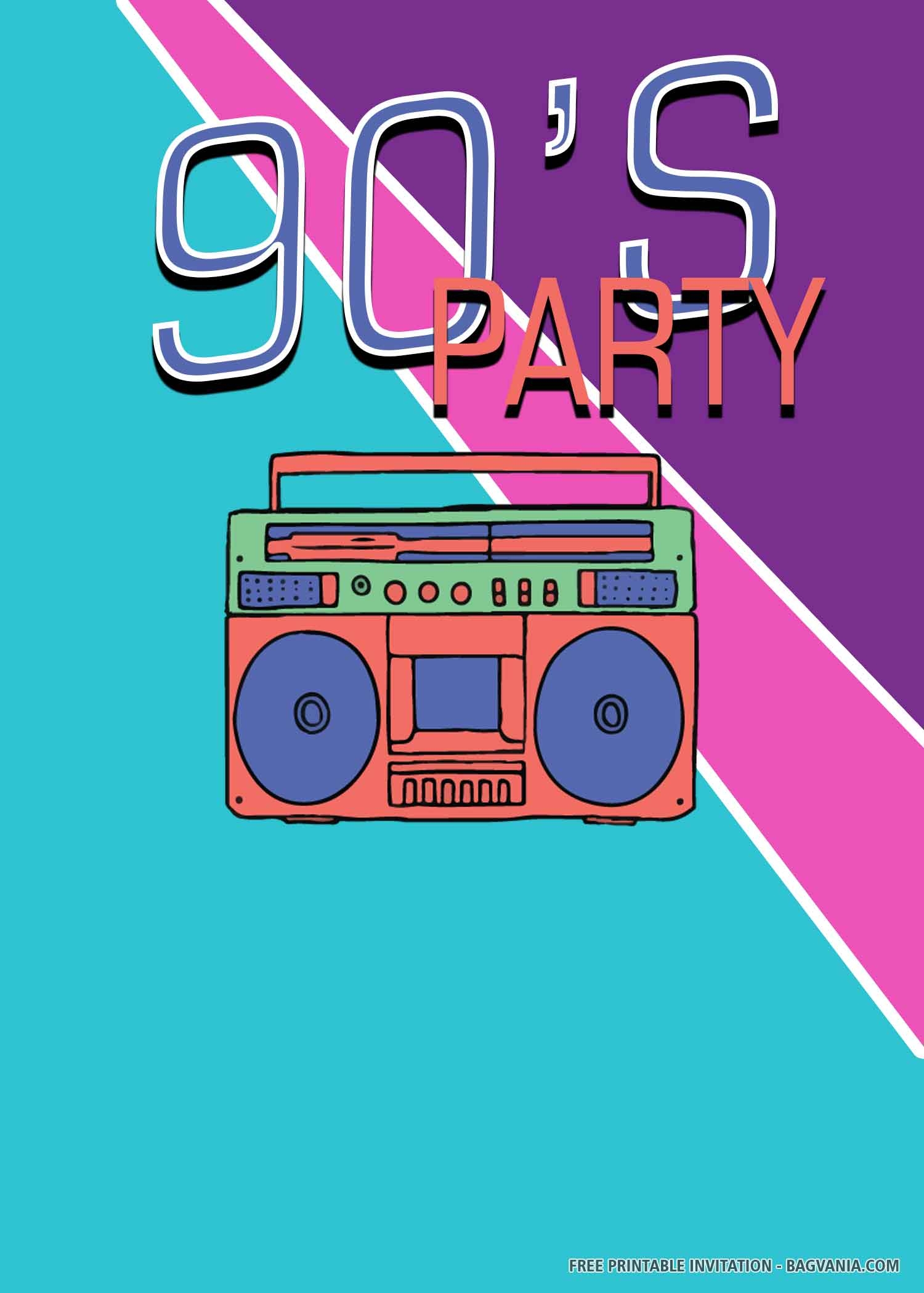  FREE PRINTABLE 90 s Birthday Invitation Templates FREE Printable 