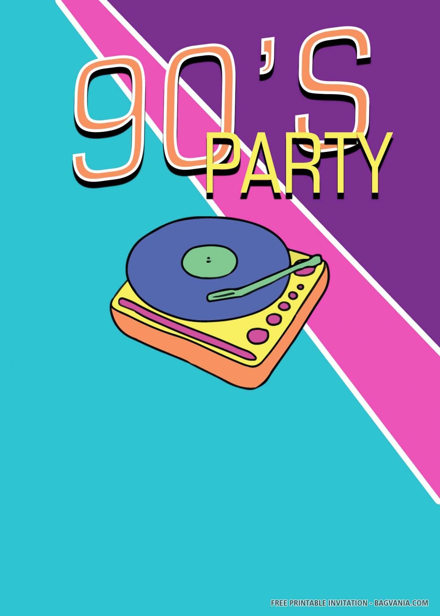 free 90's birthday invitation templates