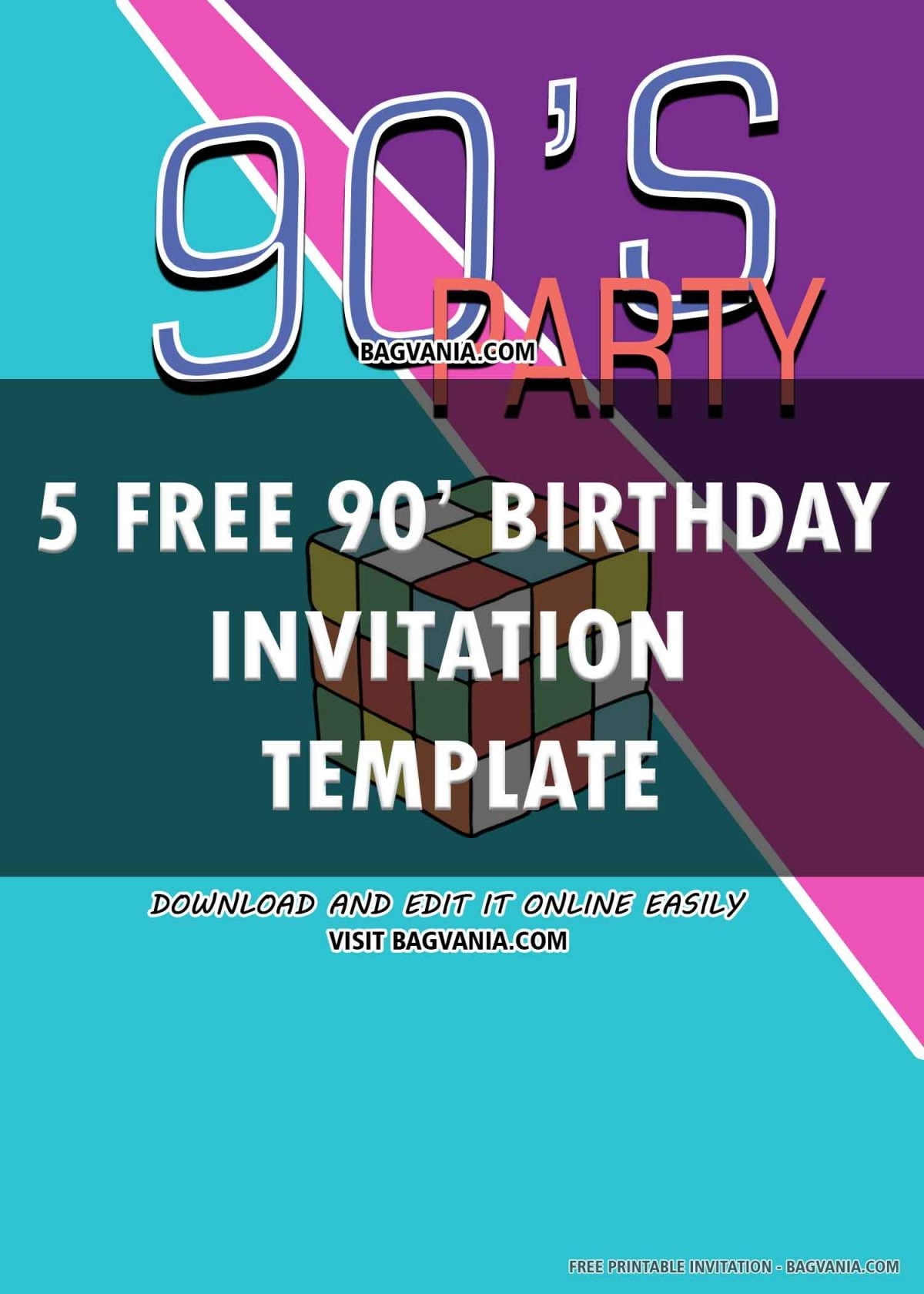  FREE PRINTABLE 90 s Birthday Invitation Templates FREE Printable 