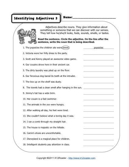 Free Printable Adjectives Worksheets For Grade 3 Thekidsworksheet