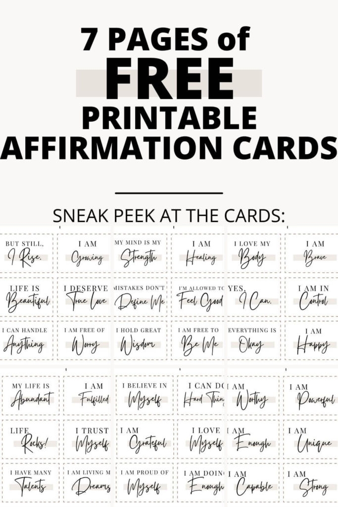 Free Printable Affirmation Cards 100 Affirmation Ideas