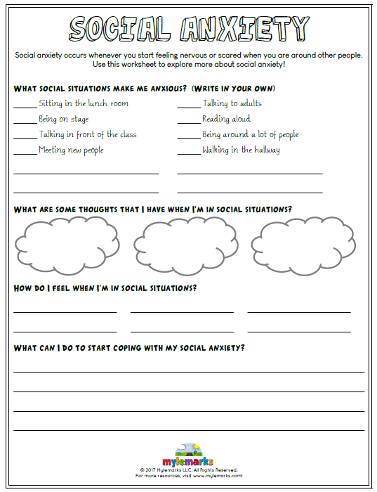 free printable anxiety worksheets for adults