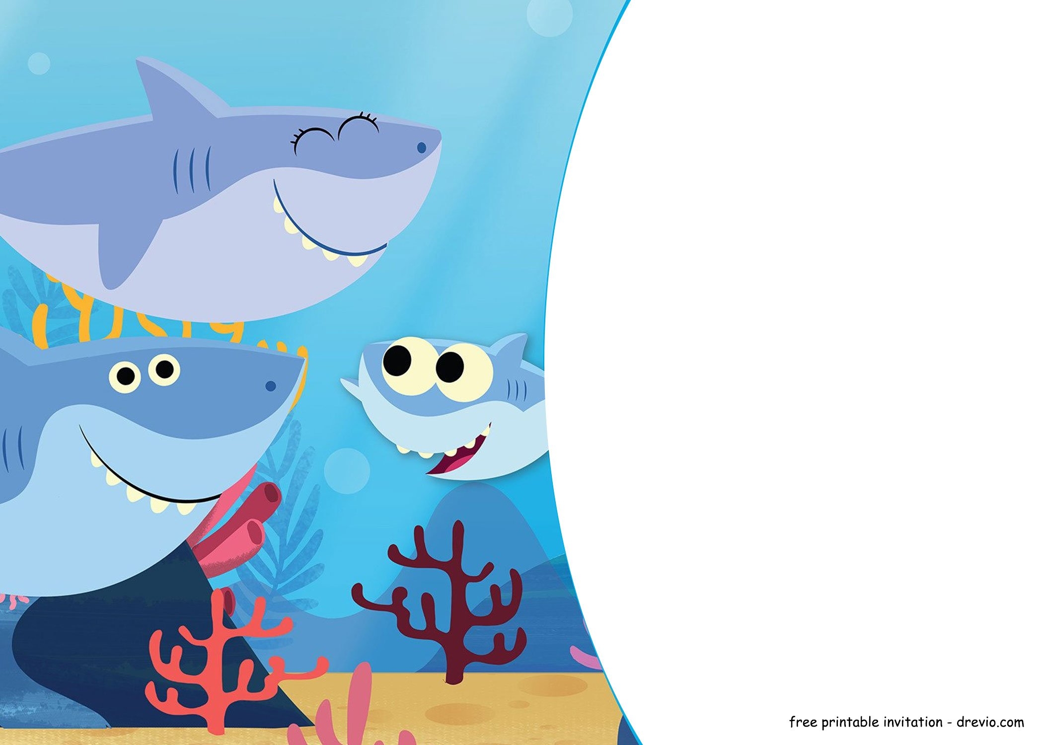 free shark birthday invitation template