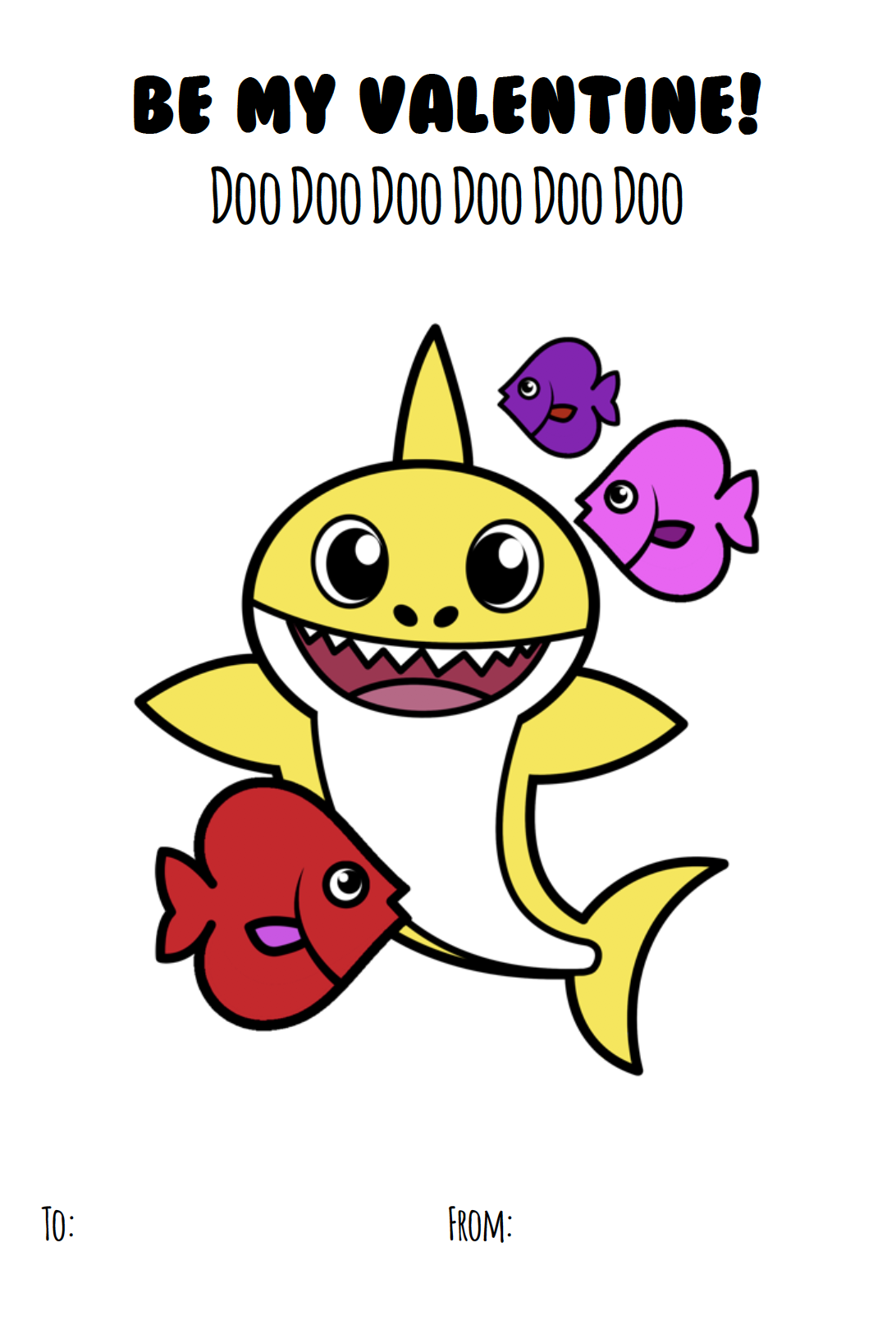 Free Printable Baby Shark Valentines Printable Valentines Day Cards