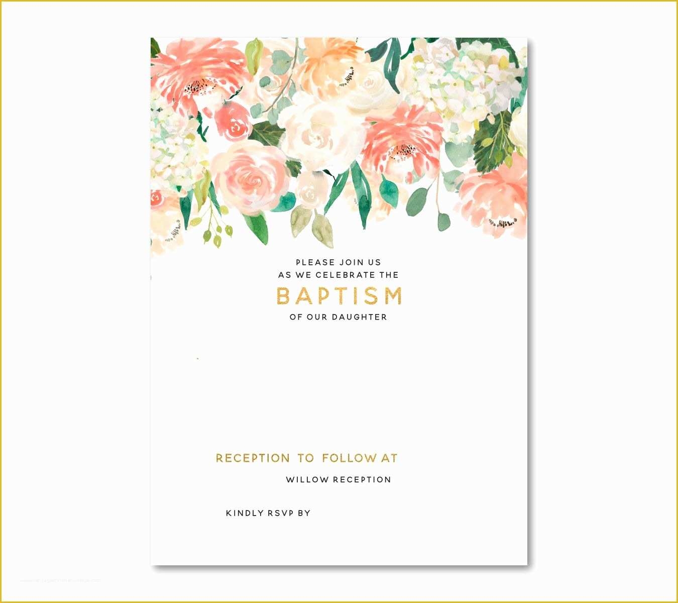 floral baptism invitation template