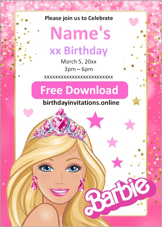 free barbie invitation template free download