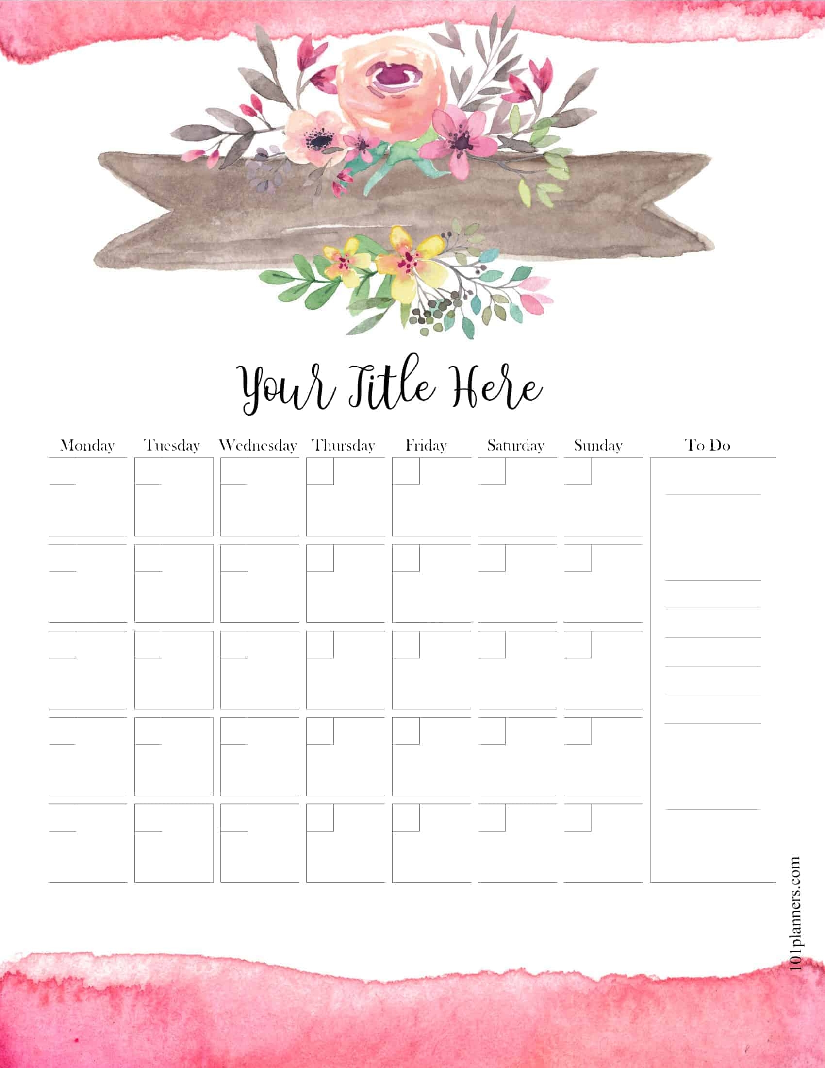Free Printable Blank Calendar Template Pdf Word