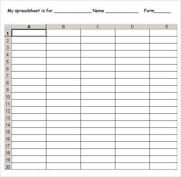 printable free blank spreadsheet templates